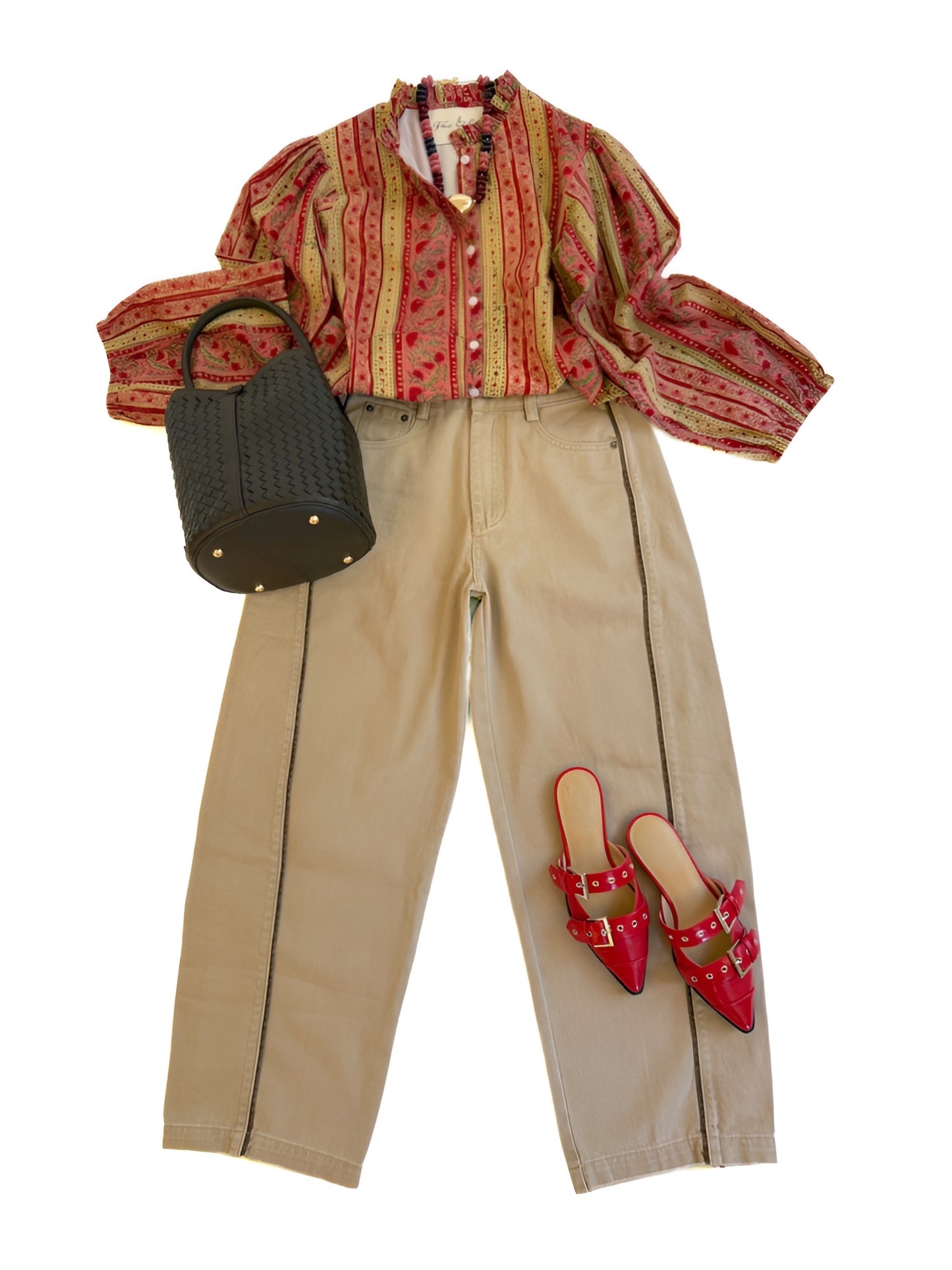 Ellen Blouse in Red Floral Stripe