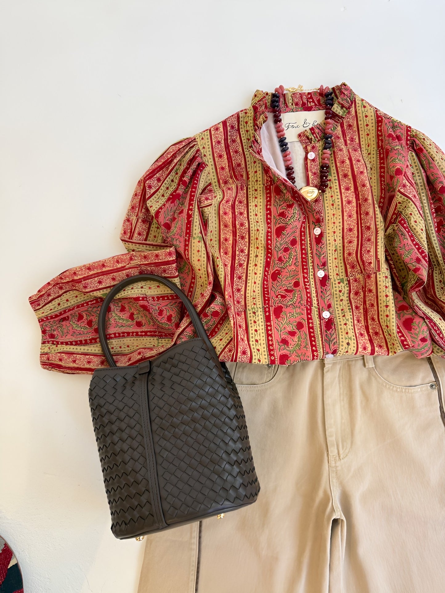 Ellen Blouse in Red Floral Stripe