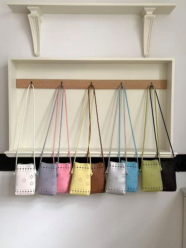 Pierced Vegan Leather Crossbody- 7 Colors