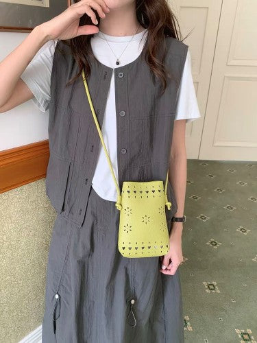 Pierced Vegan Leather Crossbody- 7 Colors