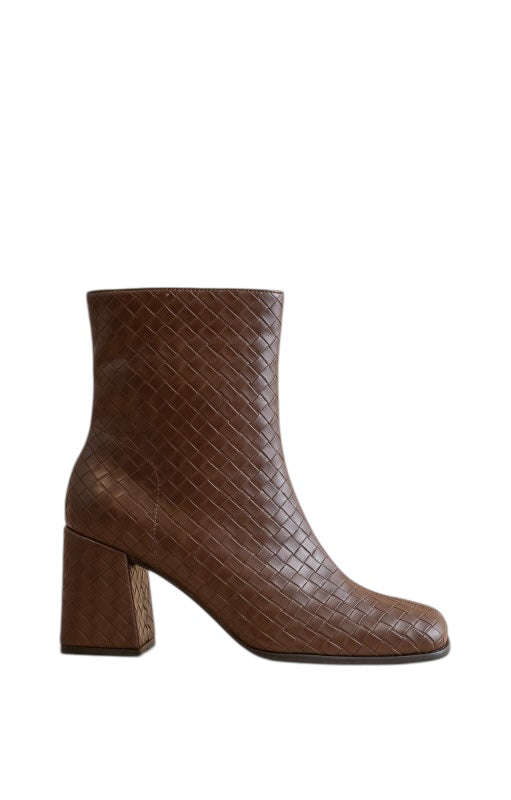 Woven Block Heel Boot In Espresso