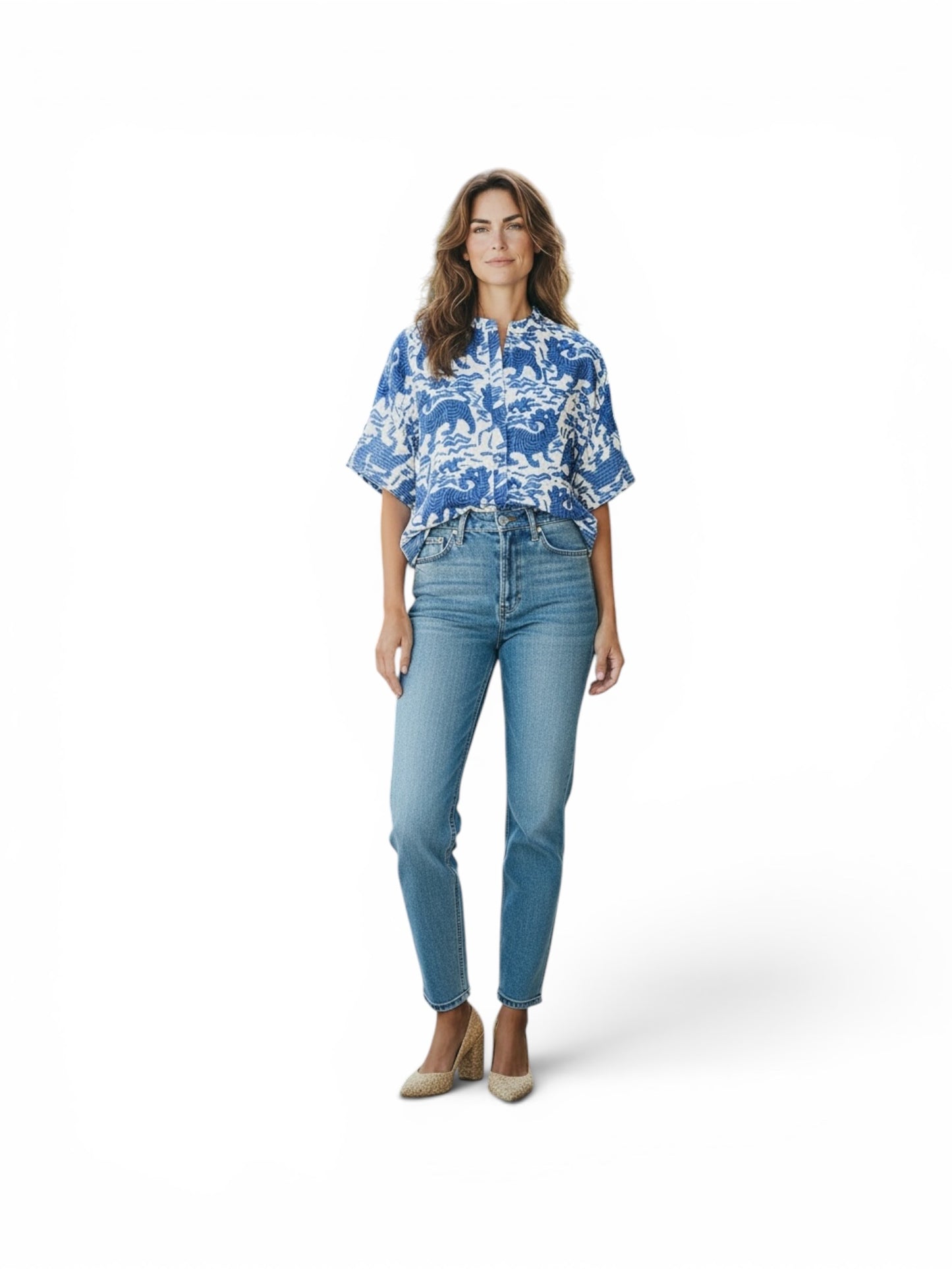 Blair Top in Blue Tibetan Tigers
