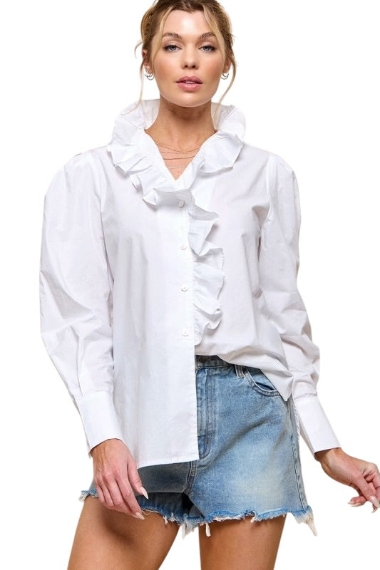 FAV Ruffle Front Blouse - Long Sleeve
