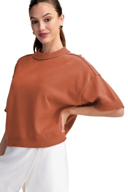 Drop Shoulder knit Top- 4 Colors