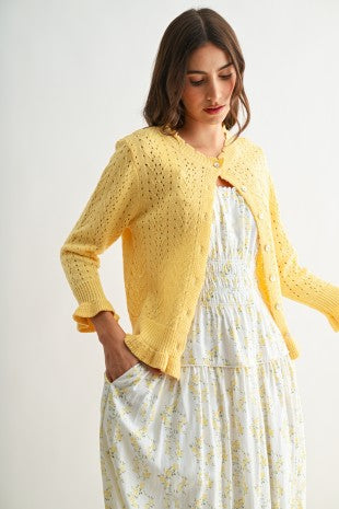 Butter Yellow pointelle cardigan